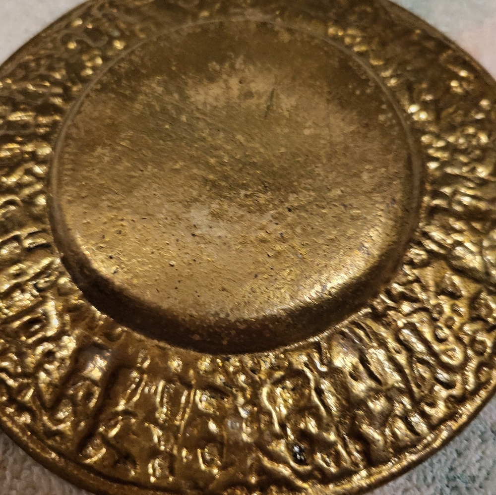 Handmade Turkish 5.5 In. Heavy Ornate Gold Decorative Plate - Picture 12 of 13